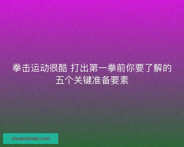 拳击运动很酷 打出第一拳前你要了解的五个关键准备要素